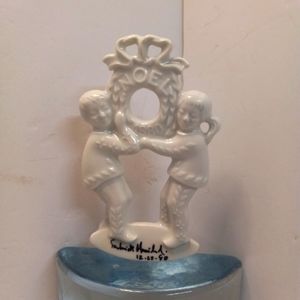 💕 80s Haviland Limoges France Porcelain Christmas Ornament Children Wreath